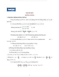Giáo án lớp 12 môn Toán - Chuyên đề 3: Đường thẳng