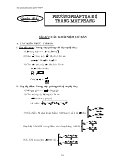 Giáo án lớp 12 môn Toán - Chuyên đề Phương pháp tọa độ trong mặt phẳng
