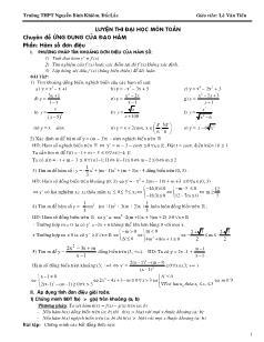 Giáo án lớp 12 môn Toán - Chuyên đề về ứng dụng của đạo hàm