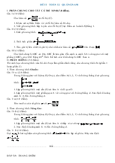 Giáo án lớp 12 môn Toán - Đề 11 thời gian làm bài 150 phút