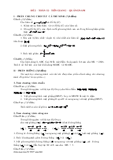 Giáo án lớp 12 môn Toán - Đề 2 thời gian làm bài 150 phút