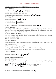 Giáo án lớp 12 môn Toán - Đề 3 thời gian làm bài 150 phút