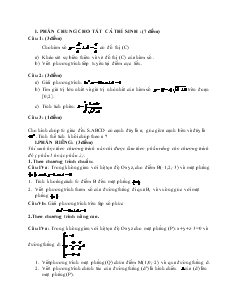 Giáo án lớp 12 môn Toán - Đề kiểm tra số 82