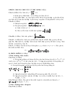 Giáo án lớp 12 môn Toán - Đề kiểm tra số 98