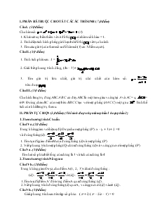 Giáo án lớp 12 môn Toán - Đề kiểm tra số 9