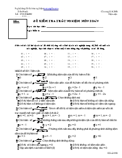 Giáo án lớp 12 môn Toán - Đề kiểm tra trắc nghiệm môn toán