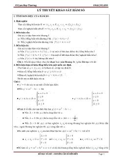 Giáo án lớp 12 môn Toán - Lý thuyết khảo sát hàm số