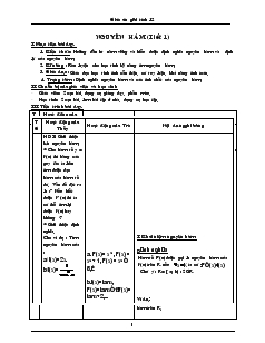 Giáo án lớp 12 môn Toán - Nguyên hàm (tiết 1)