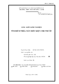 Giáo án lớp 12 môn Toán - Sáng kiến kinh nghiệm tìm điểm thỏa mãn điều kiện cho trước