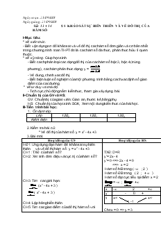 Giáo án lớp 12 môn Toán - Tiết 13, 14 - Bài 5: Khảo sát sự biến thiên và vẽ đồ thị của hàm số