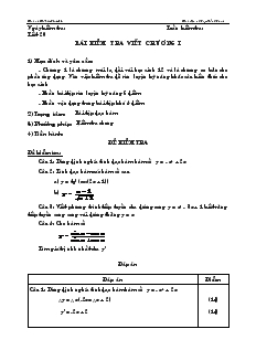 Giáo án lớp 12 môn Toán - Tiết 20: Bài kiểm tra viết chương I