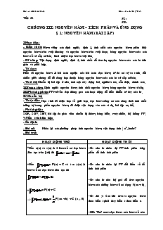 Giáo án lớp 12 môn Toán - Tiết 52 - Bài 1: Nguyên hàm (bài tập)