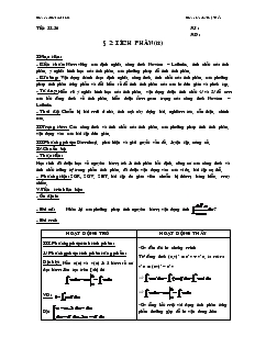 Giáo án lớp 12 môn Toán - Tiết 55, 56 - Bài 2: Tích phân