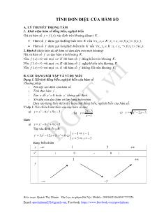 Giáo án lớp 12 môn Toán - Tính đơn điệu của hàm số (tiết 2)