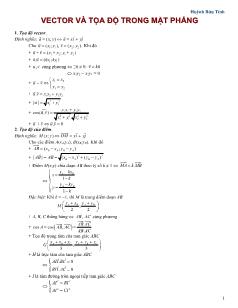 Giáo án lớp 12 môn Toán - Vector và tọa độ trong mặt phẳng