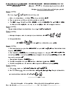 Kỳ thi chất lượng giữa kỳ 1 năm học 2013-2014 môn thi : toán 12