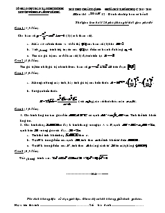 Kỳ thi chất lượng giữa kỳ I năm học 2013-2014 môn thi : toán 12  thời gian làm bài 120 phút