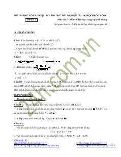 Kỳ thi thử tốt nghiệp trung học phổ thông đề số 17 môn thi: toán − giáo dục trung học phổ thông  thời gian làm bài: 150 phút, không kể thời gian giao đề