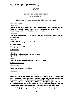 Bài giảng môn học Địa lý lớp 9 - Bài 1 - Tiết 1: Cộng đồng các dân tộc Việt Nam (tiếp)