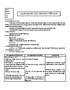 Bài giảng môn học Địa lý lớp 9 - Bài 1 - Tuần 1 - Tiết 1: Cộng đồng các dân tộc Việt Nam