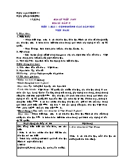 Bài giảng môn học Địa lý lớp 9 - Tiết 1: Bài 1 - Cộng đồng các dân tộc Việt Nam (Tiết 41)