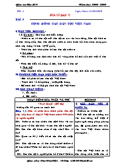 Bài giảng môn học Địa lý lớp 9 - Tiết 1 - Bài 1: Cộng đồng các dân tộc Việt Nam (Tiết 55)