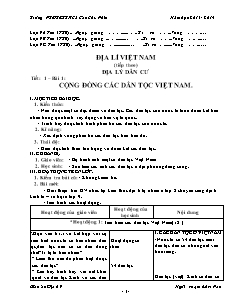 Bài giảng môn học Địa lý lớp 9 - Tiết 1 – Bài 1: Cộng đồng các dân tộc Việt Nam (Tiết 38)