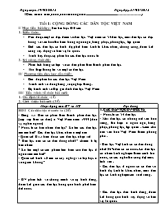 Bài giảng môn học Địa lý lớp 9 - Tiết 1: Cộng đồng các dân tộc Việt Nam (tiếp)
