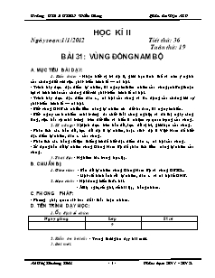 Bài giảng môn học Địa lý lớp 9 - Tiết 36 - Tuần 19 - Bài 31: Vùng đông nam bộ