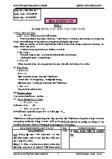 Bài giảng môn học Địa lý lớp 9 - Tuần 1 - Tiết 1 - Bài 1 : Cộng đồng các dân tộc Việt Nam (Tiết 44)