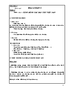 Bài giảng môn học Địa lý lớp 9 - Tuần 1 - Tiết 1 - Bài 1 : Cộng đồng các dân tộc Việt Nam (tiết 12)