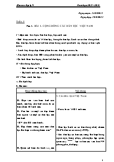 Bài giảng môn học Địa lý lớp 9 - Tuần 1 - Tiết 1 - Bài 1: Cộng đồng các dân tộc Việt Nam (tiết 47)