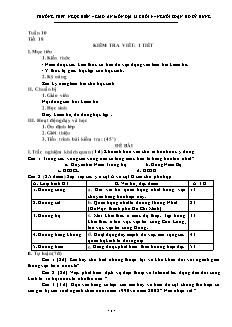Bài giảng môn học Địa lý lớp 9 - Tuần 10 - Tiết 18: Kiểm tra viết: 1 tiết