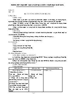Bài giảng môn học Địa lý lớp 9 - Tuần 21 - Tiết 37 - Bài 33: Vùng đông nam bộ