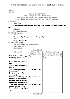 Bài giảng môn học Địa lý lớp 9 - Tuần 37 - Tiết 52: Địa lí địa phương bài 44: Thực hành: Phân tích mối quan hệ giữa các thành phần tự nhiên. Vẽ và phân tích biểu đồ cơ cấu của địa phương