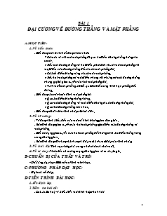 Bài giảng môn học Hình học lớp 11 - Bài 1: Đại cương về đường thẳng và mặt phẳng