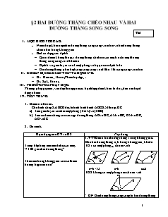 Bài giảng môn học Hình học lớp 11 - Bài 2: Hai đường thẳng chéo nhau và hai đường thẳng song song
