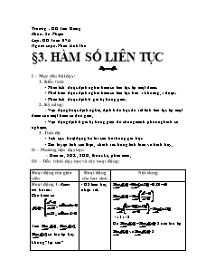 Bài giảng môn học Hình học lớp 11 - Bài 3: Hàm số liên tục