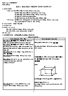 Bài giảng môn học Hình học lớp 11 - Bài 4: Hai mặt phẳng song song