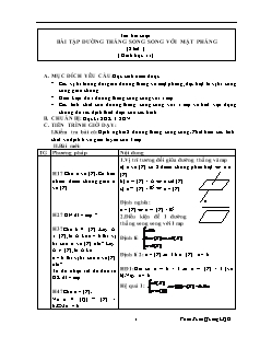 Bài giảng môn học Hình học lớp 11 - Bài tập đường thẳng song song với mặt phẳng (2 tiết )