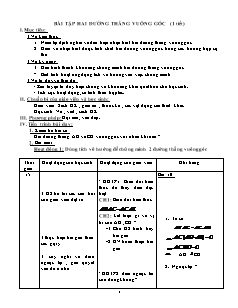 Bài giảng môn học Hình học lớp 11 - Bài tập hai đường thẳng vuông góc (1 tiết)