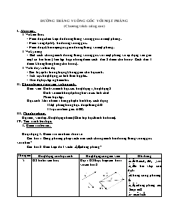 Bài giảng môn học Hình học lớp 11 - Đường thẳng vuông góc với mặt phẳng (Tiếp theo)