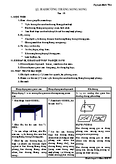 Bài giảng môn học Hình học lớp 11 - Tiết 19 - Bài 2: Hai đường thẳng song song