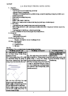 Bài giảng môn học Hình học lớp 11 - Tiết 26, 27 - Bài 4: Hai mặt phẳng song song