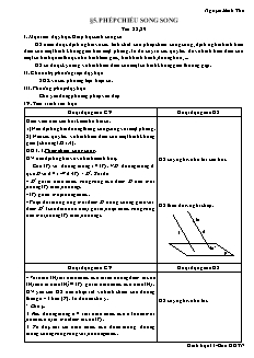 Bài giảng môn học Hình học lớp 11 - Tiết 28, 29 - Bài 5: Phép chiếu song song