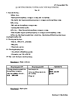 Bài giảng môn học Hình học lớp 11 - Tiết 32 - Bài 3: Đường thẳng vuông góc với mặt phẳng