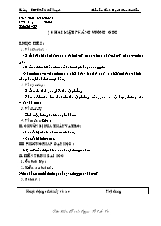 Bài giảng môn học Hình học lớp 11 - Tiết 36 - 37 - Bài 4: Hai mặt phẳng vuông góc