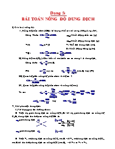 Bài giảng môn học Toán lớp 9 - Dạng 5: Bài toán nồng độ dung dịch