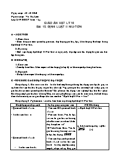 Bài giảng môn học Vật lý lớp 10 - Bài 15: Định luật II Niu-Tơn