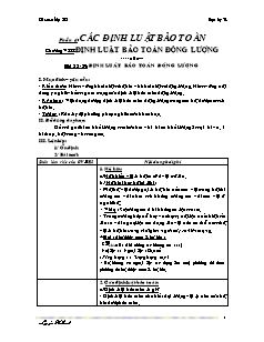 Bài giảng môn học Vật lý lớp 10 - Bài 38-39: Định luật bảo toàn động lượng